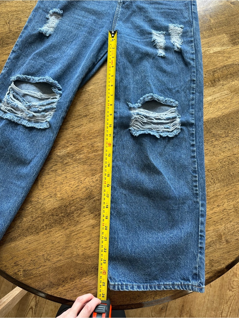 Diesel Dark Blue Distressed Wide Leg Jeans - Picture 10 of 11